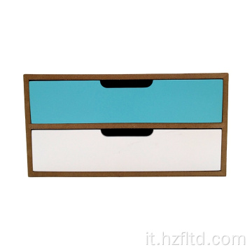 Organizer da scrivania moderno in legno con 2 cassetti